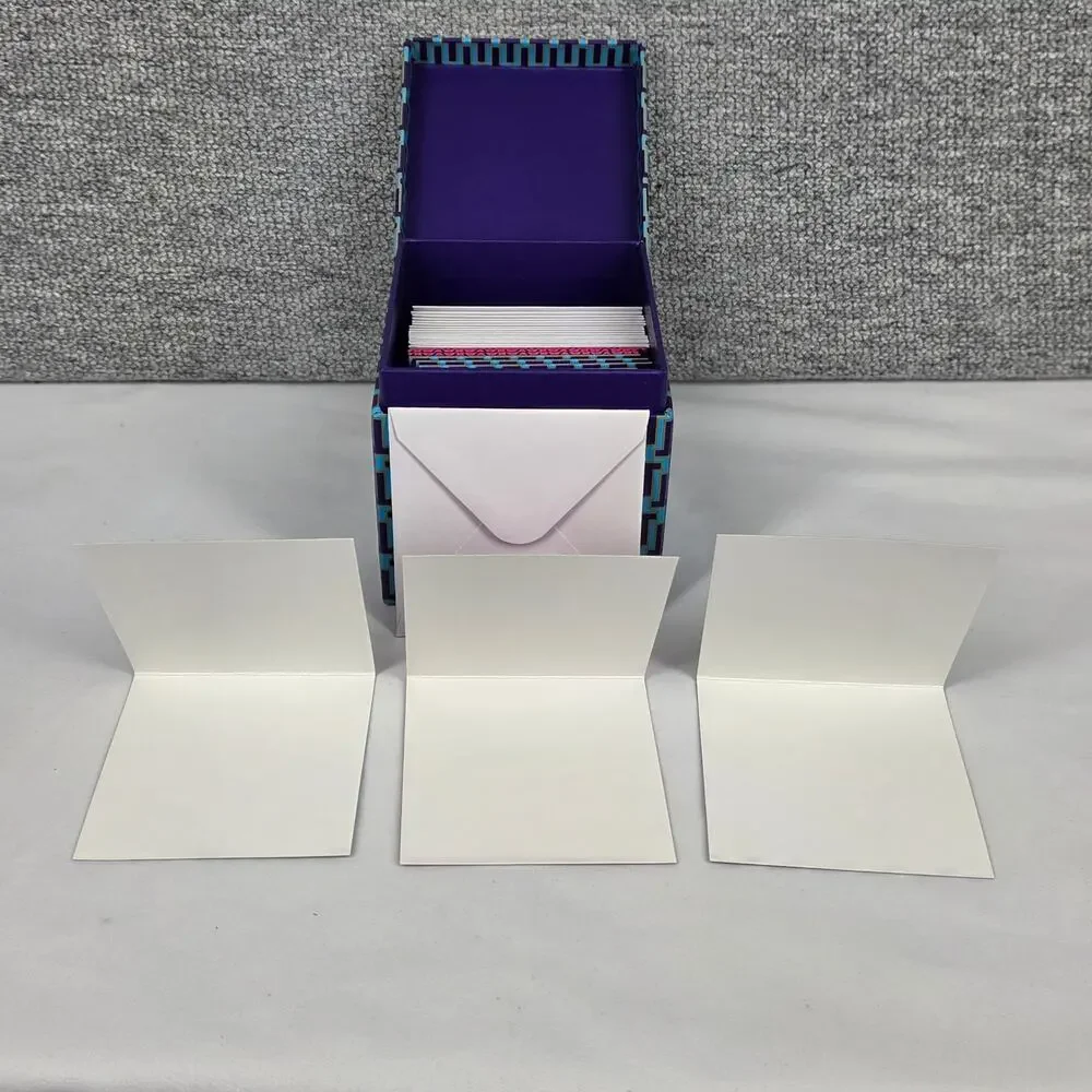 TORY BURCH STATIONERY SET – TURQUOISE/PURPLE MULTI – 15 CARDS + 18 ENVELOPES